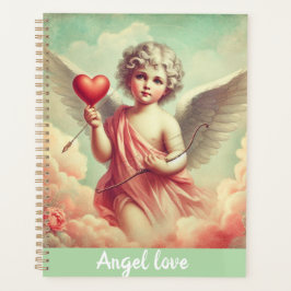 Agenda caderno personalizado anjo cupido com coração 