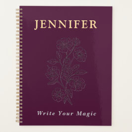 Agenda Caderno Personalizado com Nome Elegante Floral | E