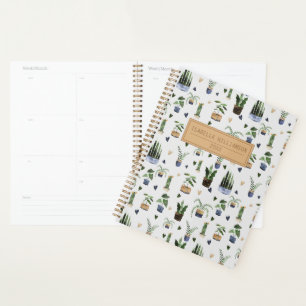 Agenda Caderno Personalizado com Padrão de Planta em Vaso