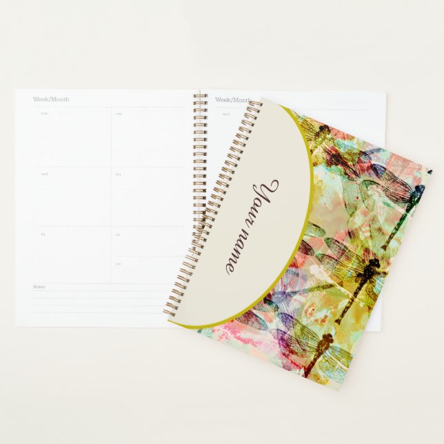 Agenda Caderno personalizado de libélulas abstratas (Exibição)
