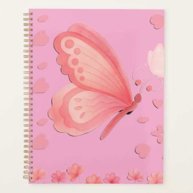 Agenda Caderno Planeador Estético Rosa (Frente)