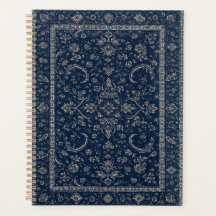 Caderno Tapete Floral Persa Azul Marinho