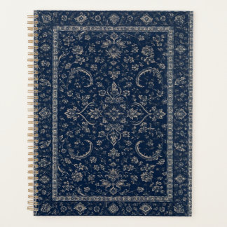 Agenda Caderno Tapete Floral Persa Azul Marinho