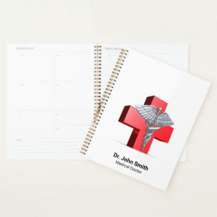 Agenda Caduceus Silver Cross Red