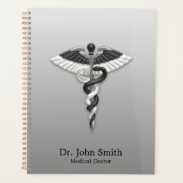 Agenda Caduco Branco Negro Elegante Médico Nobre Clássico