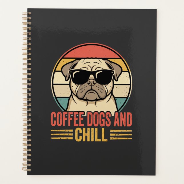 Agenda Cães de Café e Pug Retro Chill (Frente)