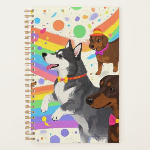 Agenda Cães divertidos e bonitos com arco-íris