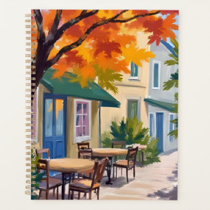 Agenda Café de Outono Aquarela Folhagem de Outono