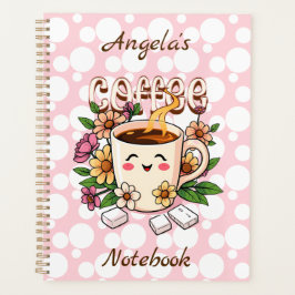 Agenda Café e Flores Kawaii, Retro, Cute Personalizados