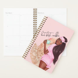 Agenda Café Faux Glitey Rapariga Vermelha Cabelo Castanho