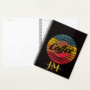 Agenda Café personalizado pôr do sol retrô