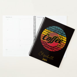 Agenda Café pôr do sol retrô personalizado, ano personali