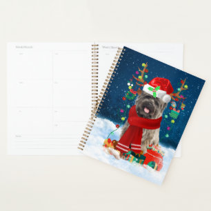 Agenda Cairn Terrier Dog em Neve com presentes de Natal