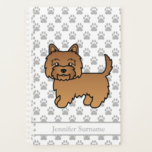 Agenda Cairn Terrier Vermelho com Patas e Nome Personaliz (Frente)