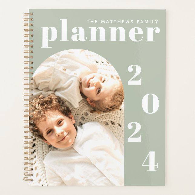 Agenda Calendário de Foto Personalizada da Família Elegan (Frente)