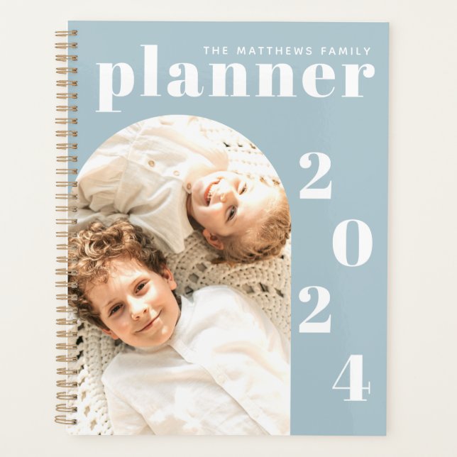 Agenda Calendário de Foto Personalizada da Família Modern (Frente)