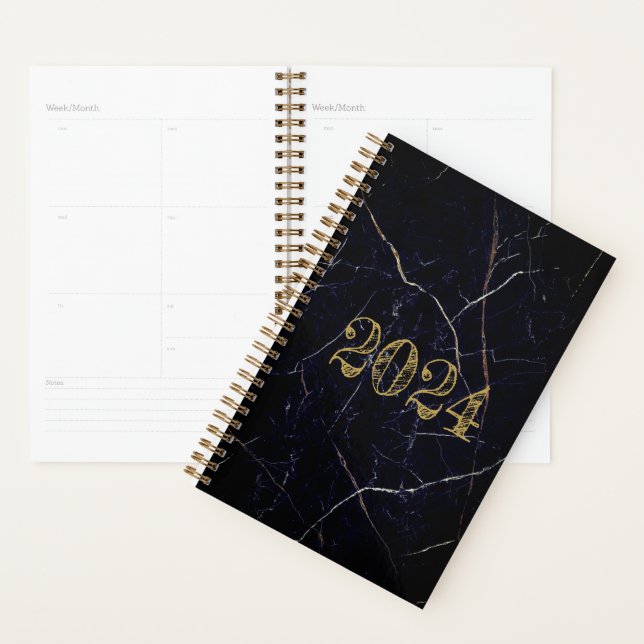 Agenda Calendário Dourado Preto Marcado Personalizado Dia (Exibição)
