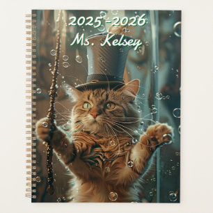 Agenda Calendário Mágico de Gato com Bigodes Personalizáv