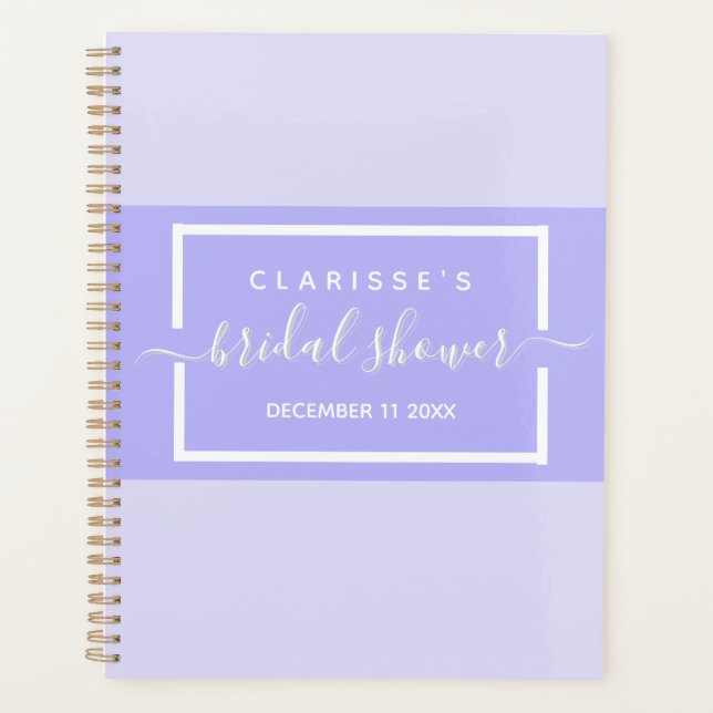 Agenda Caligrafia Chic Elegante Lilac Chá de panela (Frente)