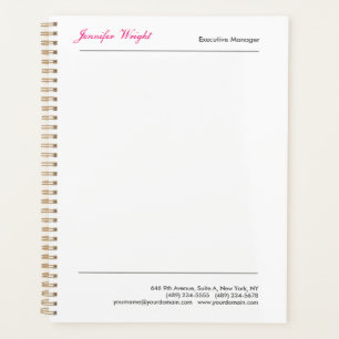 Agenda Caligrafia elegante minimalista profissional