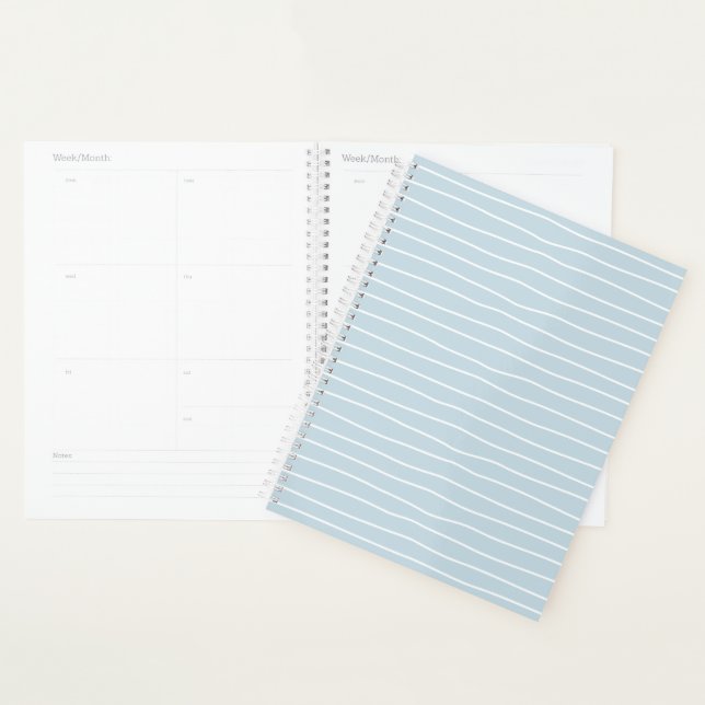 Agenda Calming Pastel Blue Ocean Waves Geometric Linear (Exibição)