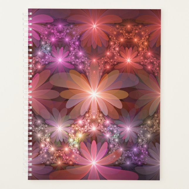 Agenda Cama De Flores Arte Fractal Abstrato brilhante Col (Frente)