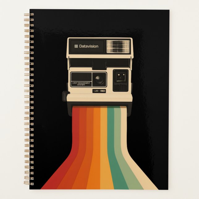 Agenda Câmera Retro com Impressão de Arco-íris (Frente)