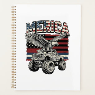Agenda Caminhão Monstro Águia Americano Vintage Patriótic