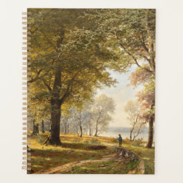 Agenda Caminho da Floresta com Hiker no outono