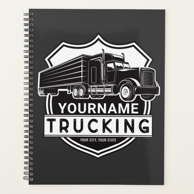 Agenda Caminhoneiro do Big Rig Semi de NOME Personalizado (Frente)