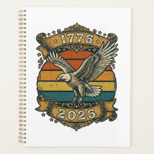 Agenda Camisa Águia Vintage 1776 2026 Patriótica Retro Di