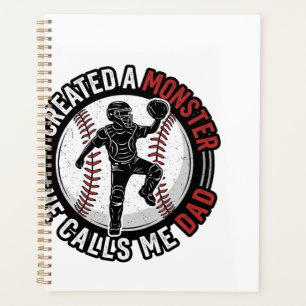 Agenda Camisa de Design de Pai de Beisebol Monstro Vintag