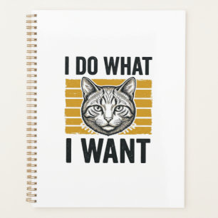 Agenda Camisa de Gravura Vintage Gato Engraçado Eu Faço O