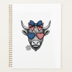 Agenda Camisa de Gravura Vintage Vaca Highland Patriótica
