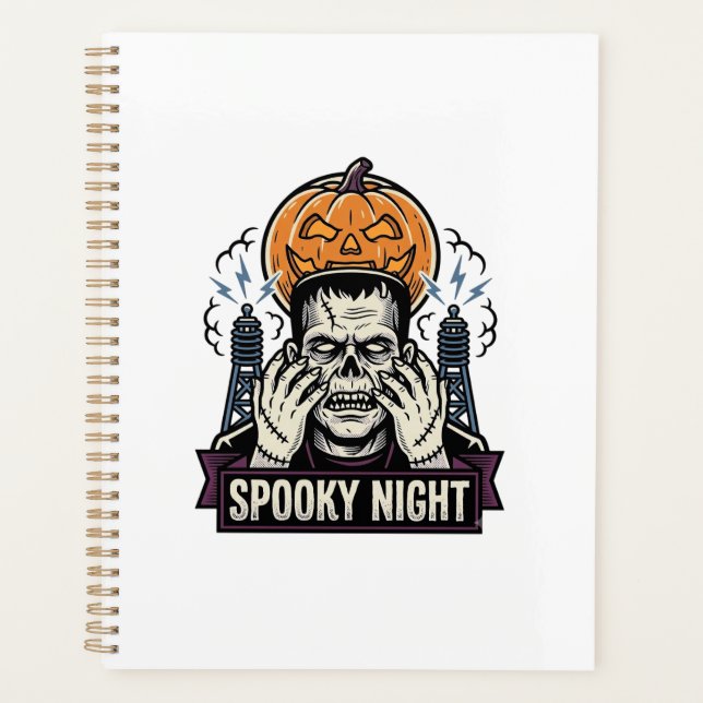 Agenda Camisa de Halloween de Monstro com Gravação da Lua (Frente)