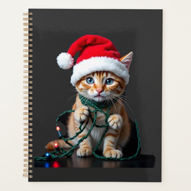 Agenda Camisa de Natal com Decote em V Gato Siames (Frente)
