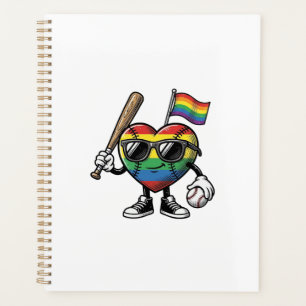 Agenda Camisa de Orgulho de Beisebol Coração Arco-íris Vi