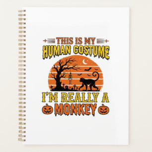 Agenda Camisa engraçada de macaco humano no Halloween Des