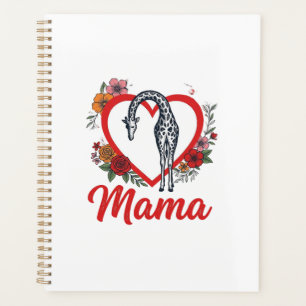 Agenda Camisa Floral Vintage Girafa Mamãe Coração Design_