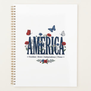 Agenda Camisa Patriótica Borboleta Floral Vintage América