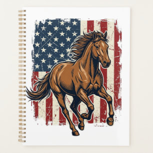Agenda Camisa Vetorial Vintage Patriótico Cavalo Bandeira