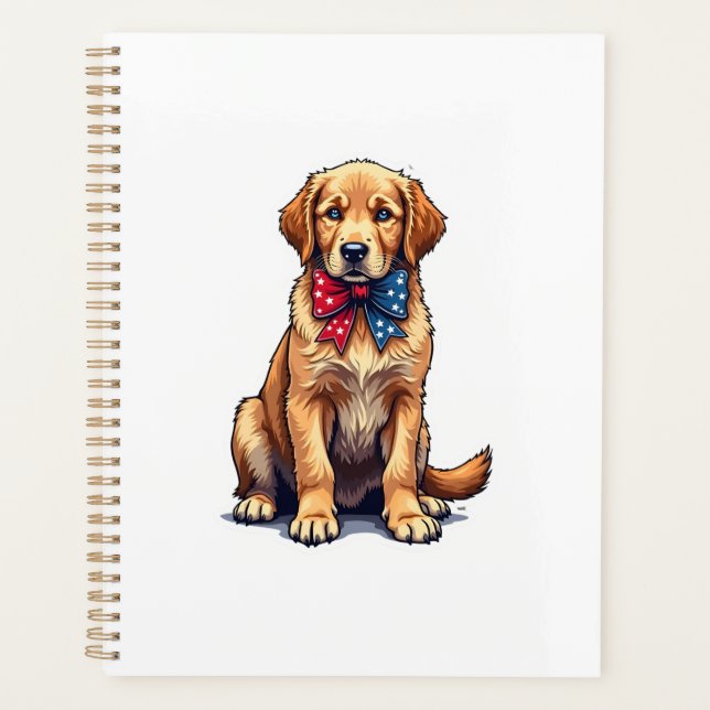 Agenda Camisa Vintage de Cachorrinho Golden Retriever Pat (Frente)