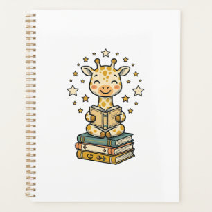 Agenda Camisa Vintage de Girafa Leitora Fofa Amante de Li