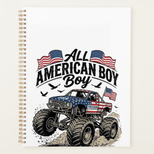 Agenda Camiseta de Caminhão Monstro Patriótico Menino Ame