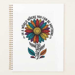 Agenda Camiseta de Gravura Vintage Flor de Arco-íris Seja
