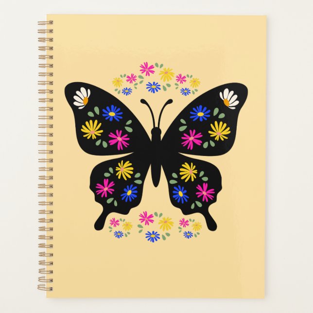 Agenda Camiseta mariposa con flores multicolor (Frente)