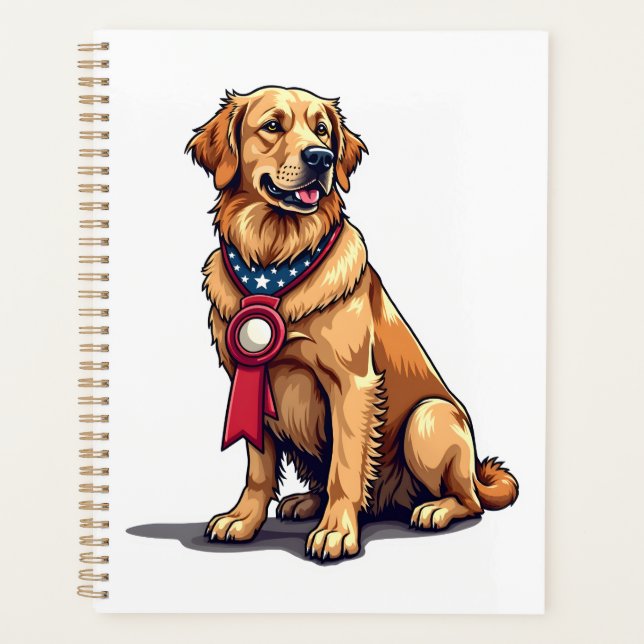 Agenda Camiseta Vintage do Cão Golden Retriever Americano (Frente)