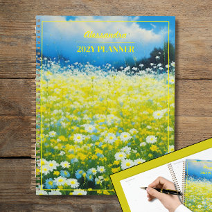 Agenda Campo de flor selvagem azul-amarelo