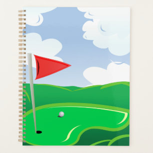 Agenda Campo de Golfe com Bandeira Vermelha e Bola
