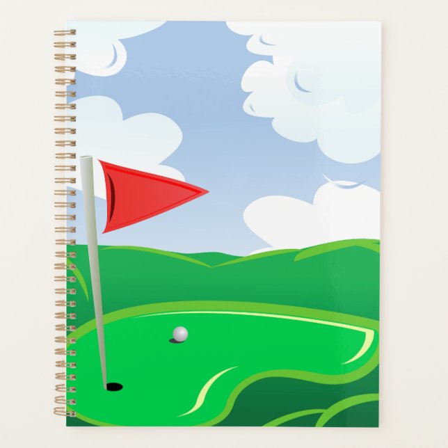 Agenda Campo de Golfe com Bandeira Vermelha e Bola (Frente)